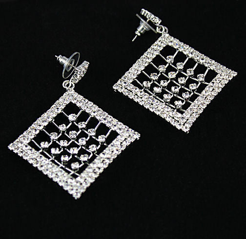 Diamanto: Swarovski Crystal Rhinestone Diamond Cage Drop Post Earrings - 1000Jewels.com