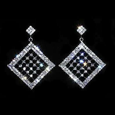 Diamanto: Swarovski Crystal Rhinestone Diamond Cage Drop Post Earrings - 1000Jewels.com