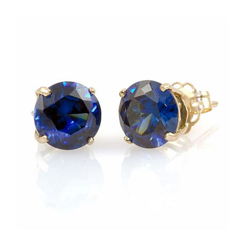 Kaye: 5mm created Sapphire 14K Yellow Gold Cast Basket Stud Earrings - 1000Jewels.com