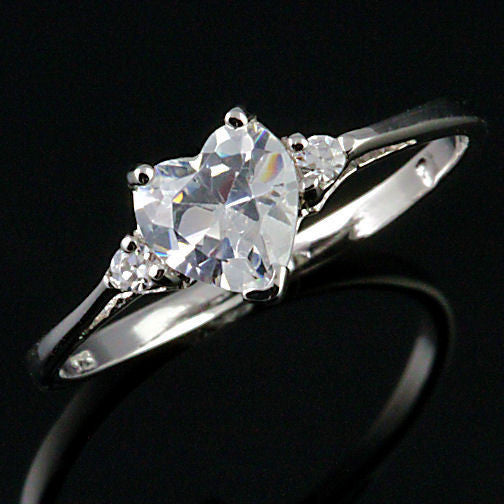 Cassie: 0.81ct Heart Cut Ice on Fire CZ Promise Friendship Ring - 1000Jewels.com
