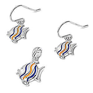 Pisces: Sterling Silver Tropical Fish Matching Pendant & Earrings Set - 1000Jewels.com