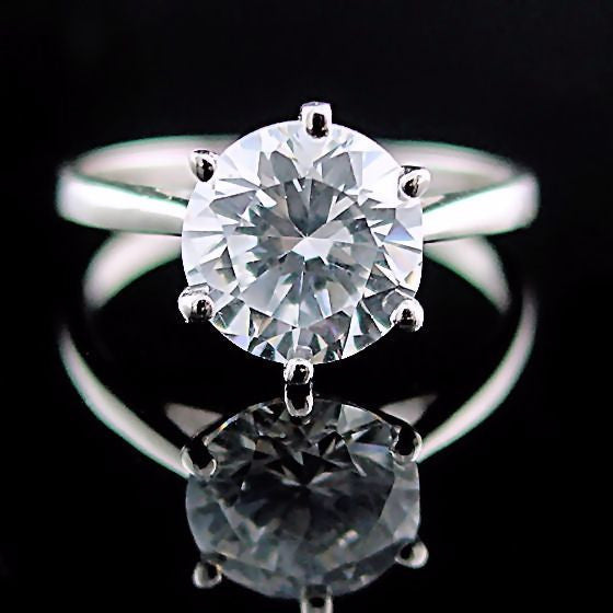 Courtney: Large 2.9ct Russian Ice Diamond CZ Solitaire Engagement Ring - 1000Jewels.com