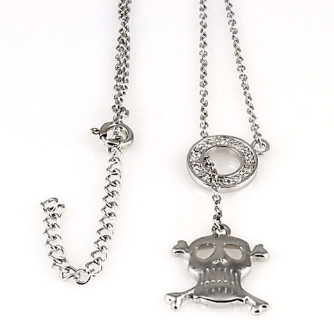 Tamryn: Skull and Crossbones Russian Ice Diamond CZ Lariat Necklace - 1000Jewels.com