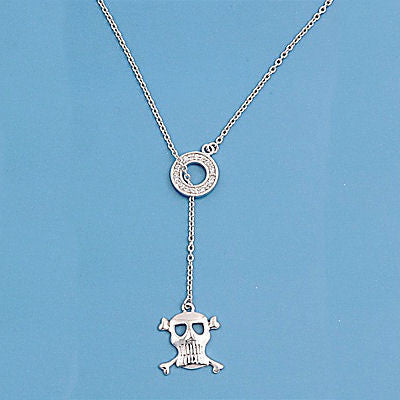 Tamryn: Skull and Crossbones Russian Ice Diamond CZ Lariat Necklace - 1000Jewels.com