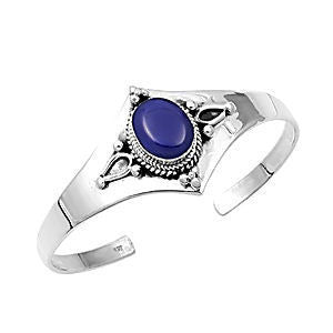 Darian: 4 Corners Lapis Lazuli Sterling Silver Cuff Bangle Bracelet - 1000Jewels.com