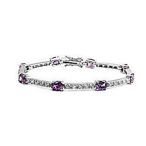Maiya: Alluring 10.3ct Amethyst & Russian Ice CZ Tennis Bracelet - 1000Jewels.com