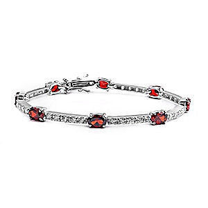 Marissa: Glamorous 10.3ct Garnet & Russian CZ Tennis Bracelet - 1000Jewels.com