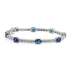 Morgan: Sparkling 10.3ct Sapphire & CZ 925 Silver Tennis Bracelet - 1000Jewels.com