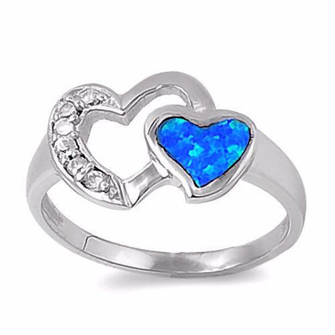 Belita: Blue Opal and Russian Ice Diamond CZ Promise Friendship Ring - 1000Jewels.com
