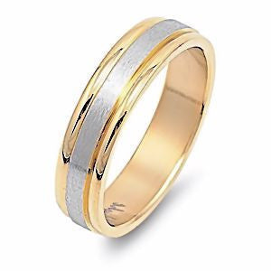 Nevada: 8mm Couples Two Tone 14K IP Gold and 316 Steel Wedding Band - 1000Jewels.com