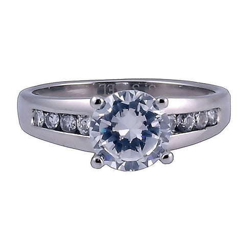 Karlene: 2.3c Classic 316 Steel Russian Ice Diamond CZ Engagement Ring - 1000Jewels.com