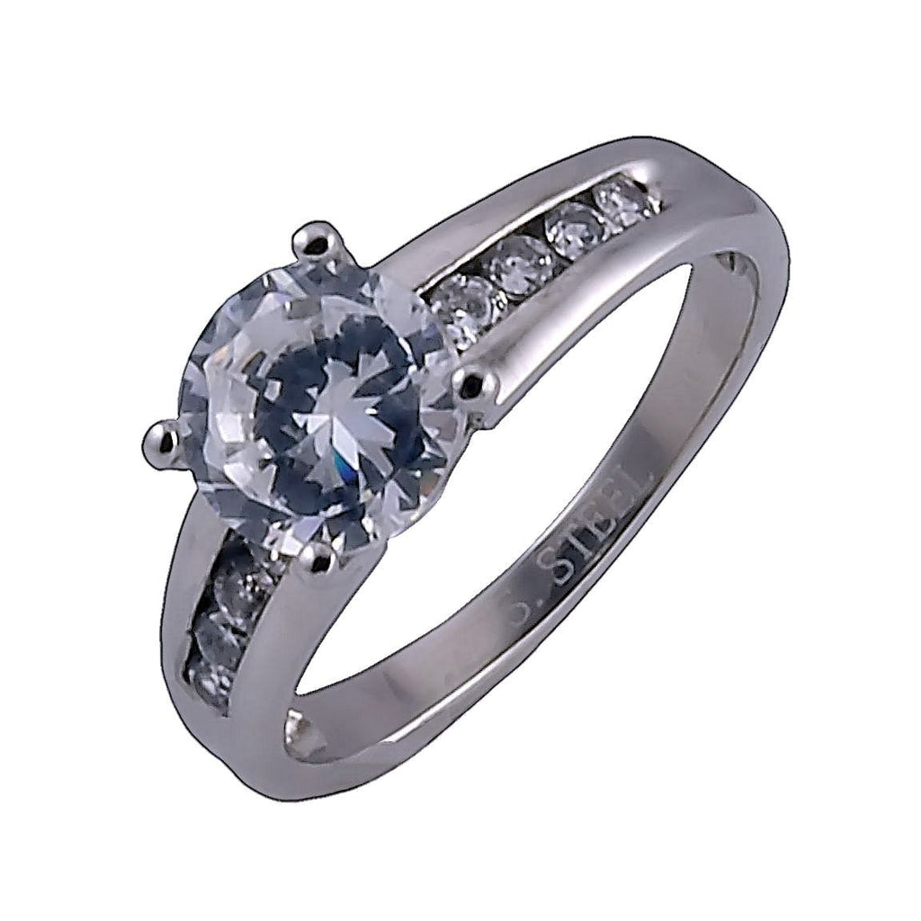 Karlene: 2.3c Classic 316 Steel Russian Ice Diamond CZ Engagement Ring - 1000Jewels.com