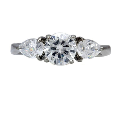 Colette: 1.72ct 3 Stone Russian Ice CZ Stainless Steel Engagement Ring - 1000Jewels.com