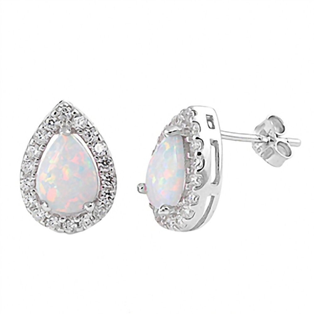 Lorin: 8 x 6mm Cabochon cut Australian White Opal Bezel Stud Earrings - 1000Jewels.com