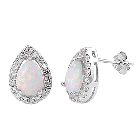 Lorin: 8 x 6mm Cabochon cut Australian White Opal Bezel Stud Earrings - 1000Jewels.com