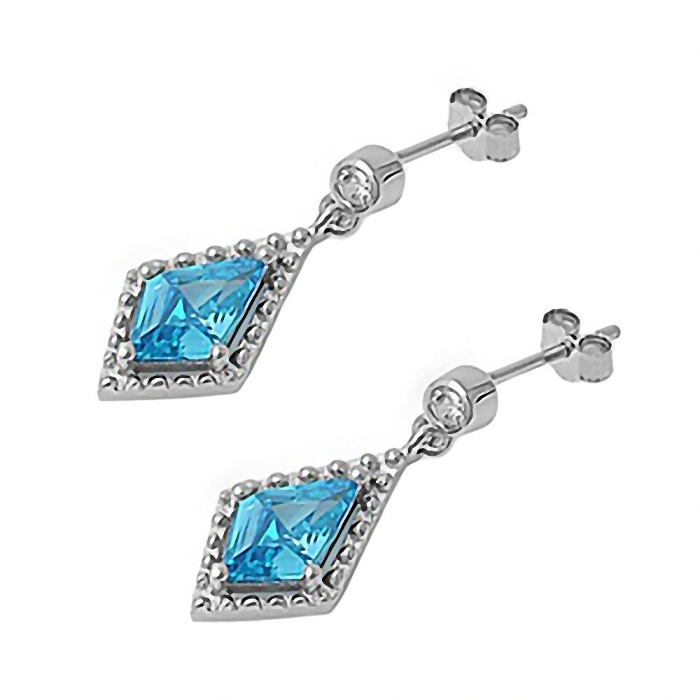 Torrin: 0.8ct Kite-cut Swiss Blue Topaz Ice CZ Dangle Drop Earrings - 1000Jewels.com