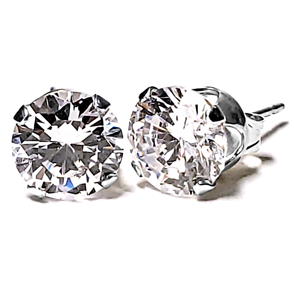 1000 Jewels Brilliant Cut Ice on Fire CZ Sterling Silver Stud Earrings - 1000Jewels.com
