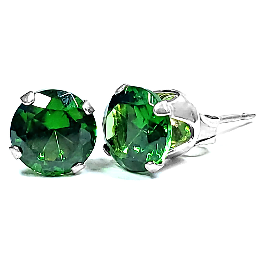 1000 Jewels Brilliant Cut Simulated Emerald Ice CZ Sterling Silver Stud Earrings - 1000Jewels.com