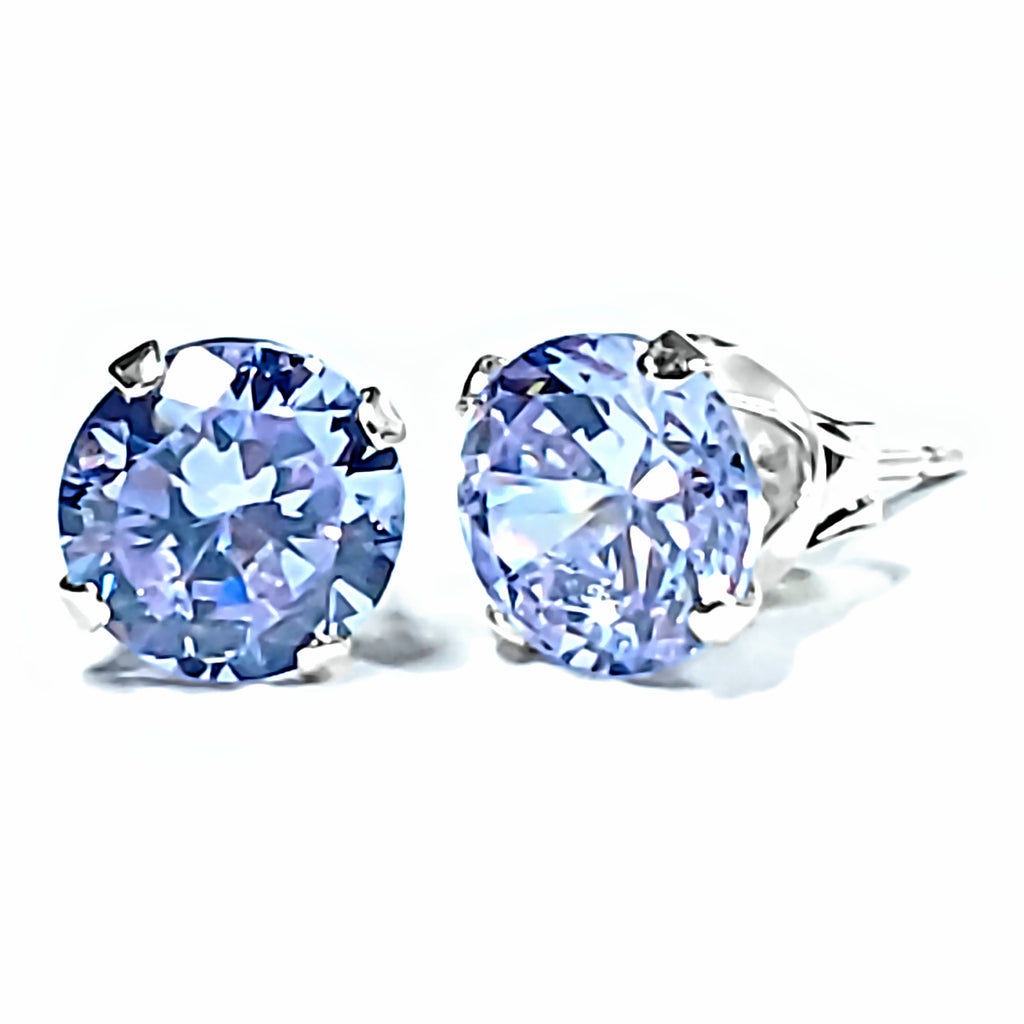 1000 Jewels Brilliant Cut Simulated Alexandrite Ice CZ Sterling Silver Stud Earrings - 1000Jewels.com