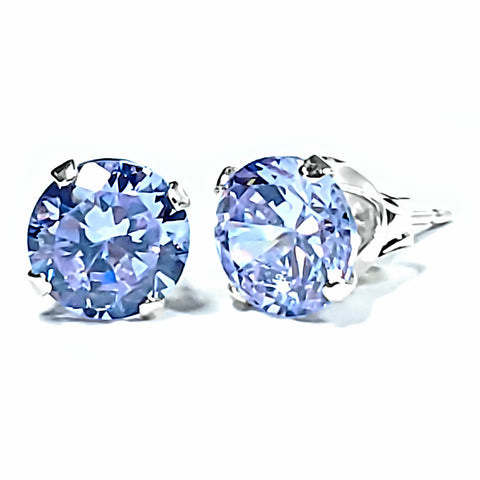 1000 Jewels Brilliant Cut Simulated Alexandrite Ice CZ Sterling Silver Stud Earrings - 1000Jewels.com
