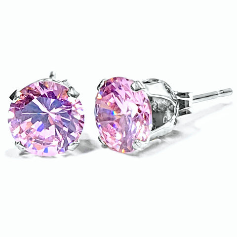 1000 Jewels Brilliant Cut Simulated Tourmaline Ice CZ Sterling Silver Stud Earrings - 1000Jewels.com