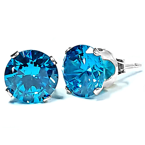 1000 Jewels Brilliant Cut Simulated Zircon Ice CZ Sterling Silver Stud Earrings - 1000Jewels.com