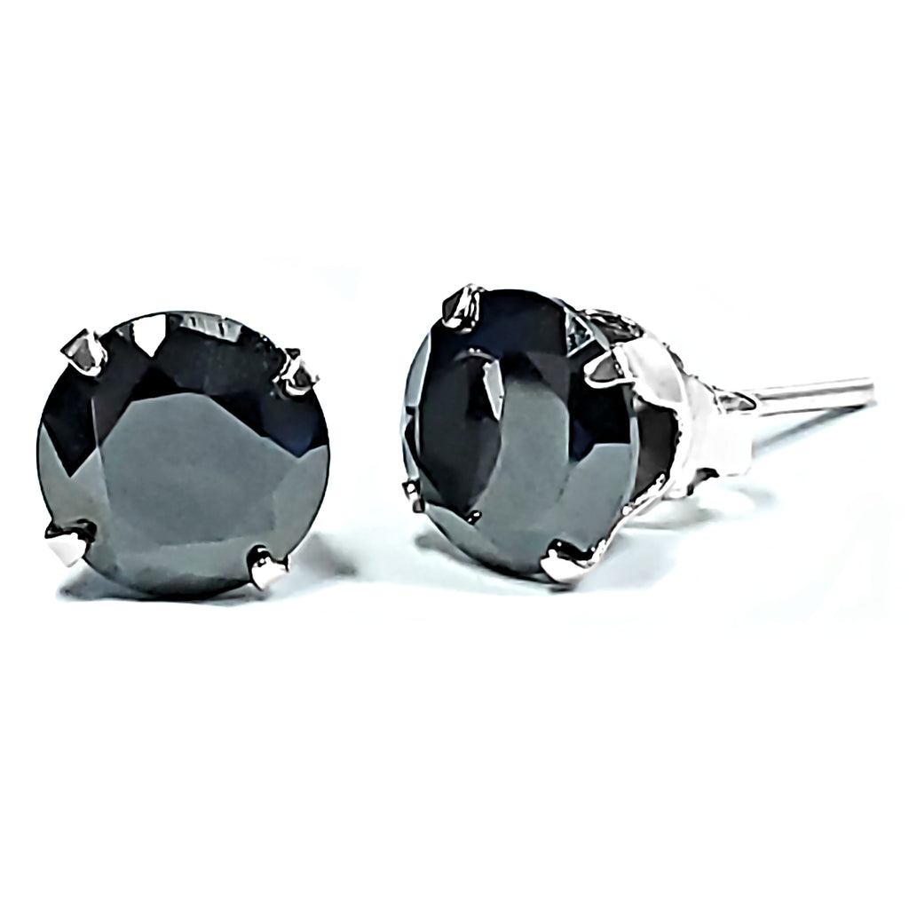 1000 Jewels Brilliant Cut Black Ice CZ Sterling Silver Stud Earrings - 1000Jewels.com