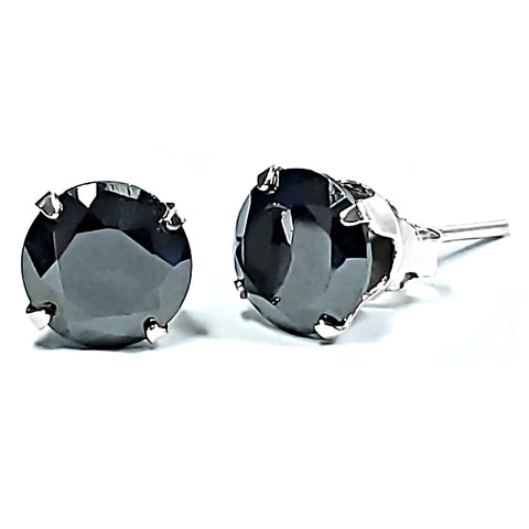 1000 Jewels Brilliant Cut Black Ice CZ Sterling Silver Stud Earrings - 1000Jewels.com