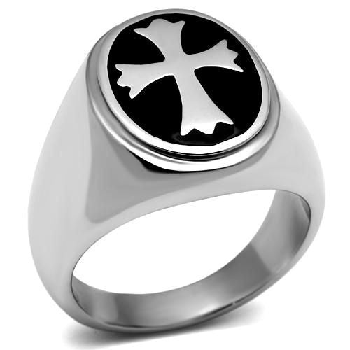 Luke: Unisex Celtic Cross Black Background Stainless Steel Biker Ring - 1000Jewels.com
