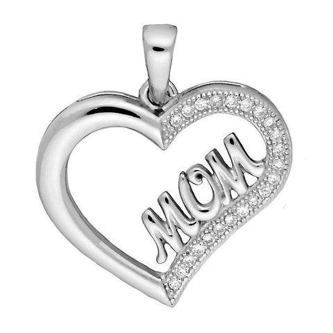Mya: Russian Ice on Fire CZ Mother's Day Promise Heart Pendant - 1000Jewels.com