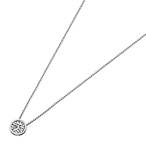 Brilliant Cut Bezel Set Pendant Necklace, 925 Sterling Silver - 1000Jewels.com