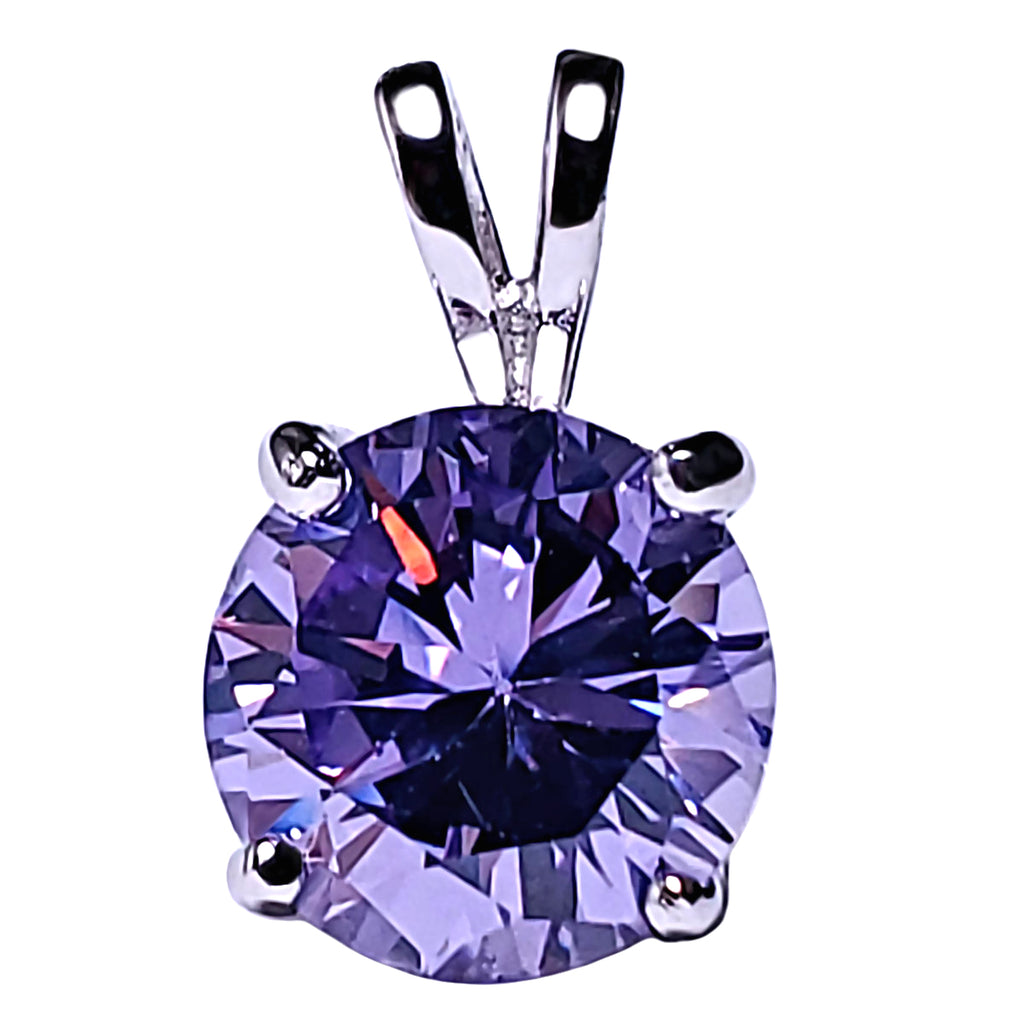 7mm Brilliant Cut Simulated Alexandrite Ice CZ Solitaire Pendant Sterling Silver - 1000Jewels.com