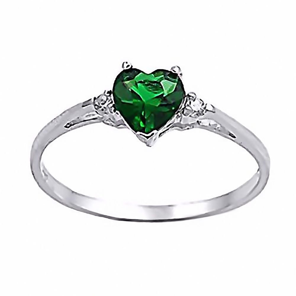 Jadyn: 0.81ct Heart Cut Simulated Emerald & CZ Promise Friendship Ring - 1000Jewels.com