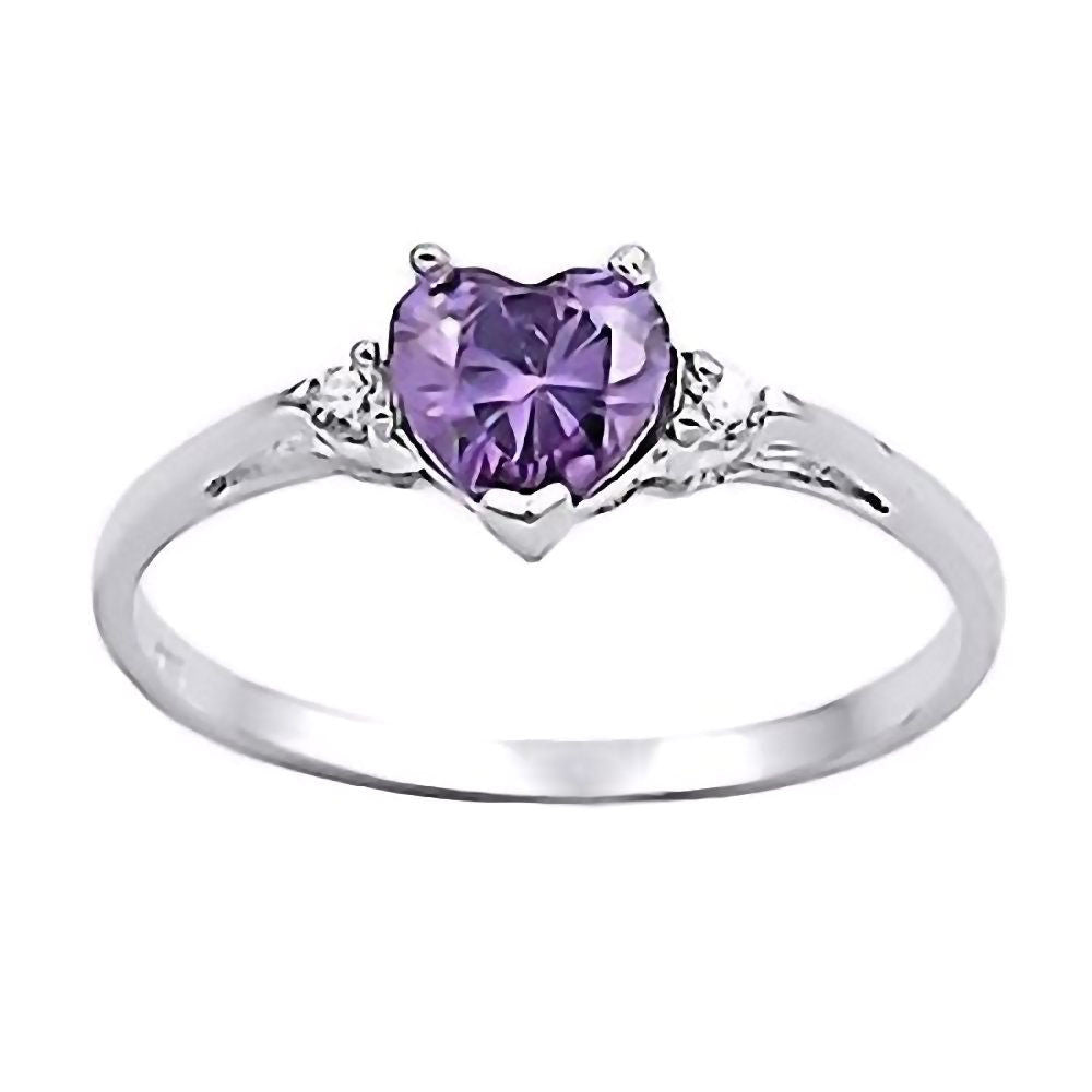 Amy: 0.81ct Heart Cut Russian Amethyst Ice CZ Promise Friendship Ring - 1000Jewels.com