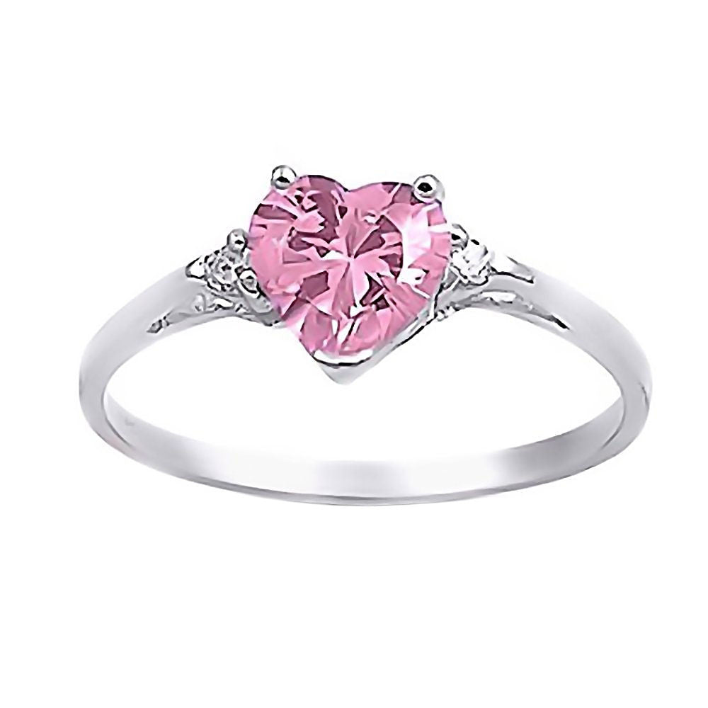 2ct White and Pink Sapphire Heart Engagement Ring | SayaBling Jewelry