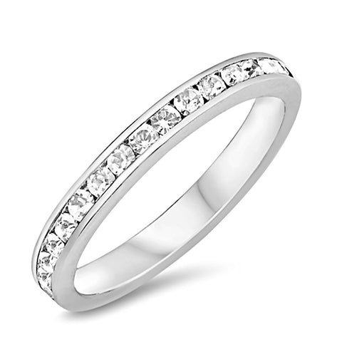 Bailey: Stackable Russian Ice CZ April Birthstone Eternity Band Ring - 1000Jewels.com