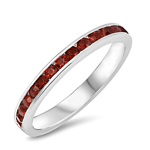 Giselle: Stackable Garnet Ice CZ Birthstone Eternity Band Ring - 1000Jewels.com