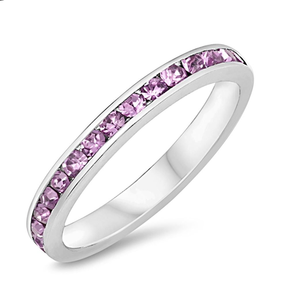 Rena: Stackable Simulated Alexandrite Birthstone Eternity Band Ring - 1000Jewels.com