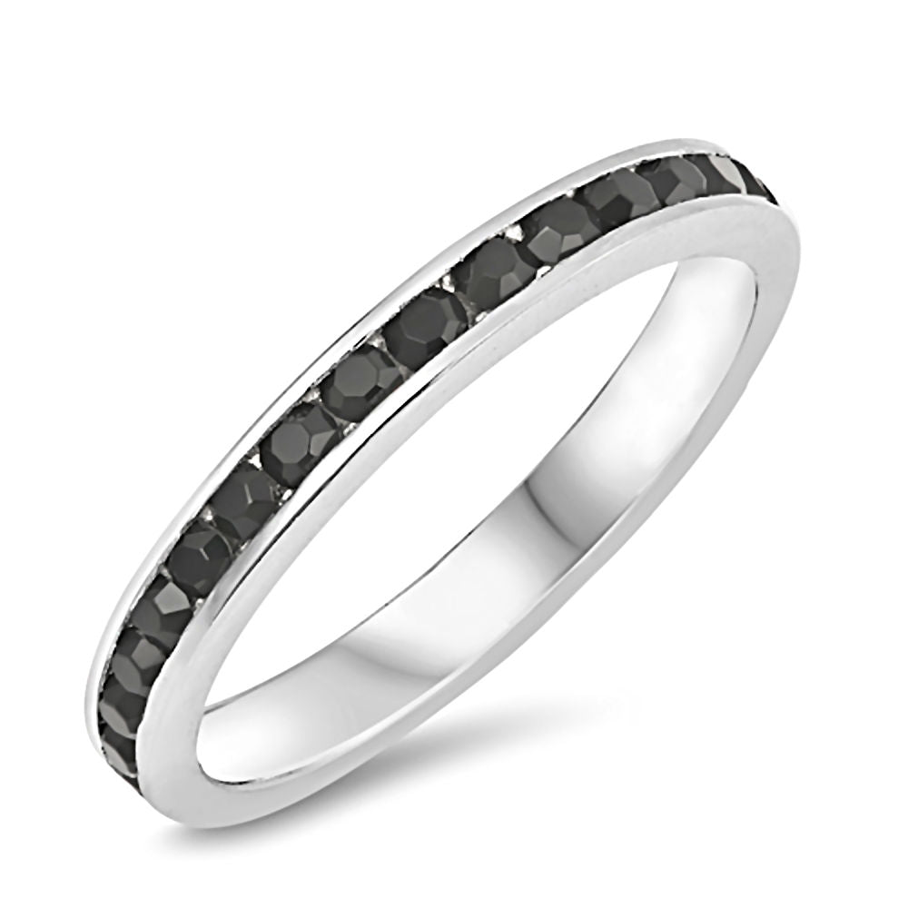 Vendela: Stackable Russian Black Ice CZ Eternity Band Ring - 1000Jewels.com