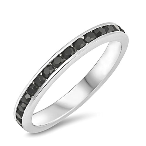 Vendela: Stackable Russian Black Ice CZ Eternity Band Ring - 1000Jewels.com