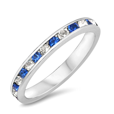Yalena: Stackable Sapphire & Russian Ice CZ Eternity Band Ring - 1000Jewels.com