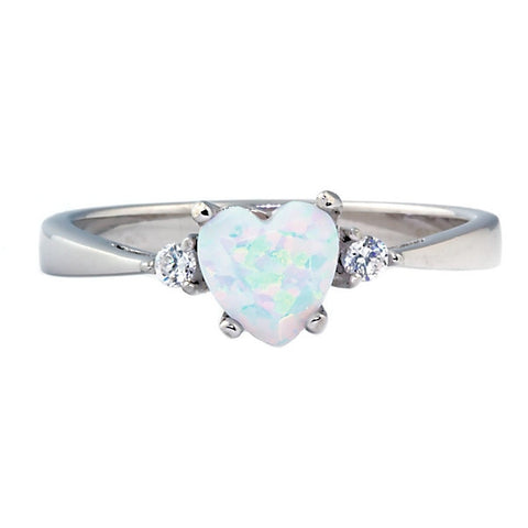 Olena: 0.81ct Heart Cut Fiery White Opal Promise Friendship Ring - 1000Jewels.com