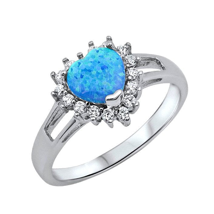 Calida: Pacific Blue Opal and Russian IOF CZ Split-band Promise Ring - 1000Jewels.com