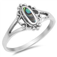 Fahari: Abalone Shell Flora Border Promise Ring 925 Sterling Silver - 1000Jewels.com