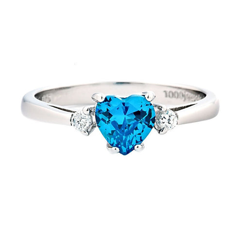 Miranda: 0.81ct Heart Cut Blue Topaz Ice CZ Promise Friendship Ring - 1000Jewels.com