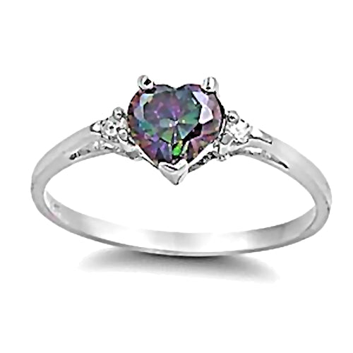 Madison: 0.81ct Heart Cut Mystic Topaz and CZ Promise Friendship Ring - 1000Jewels.com