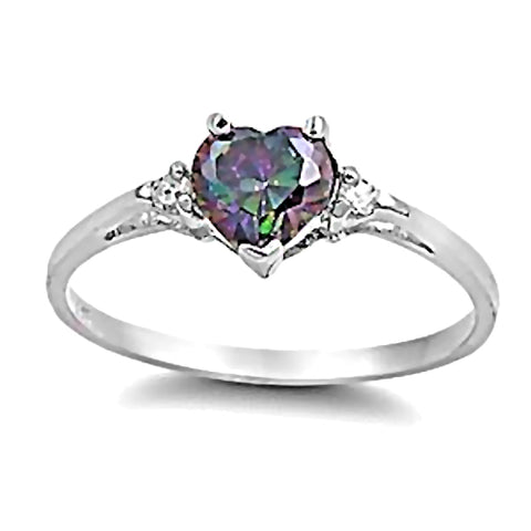 Madison: 0.81ct Heart Cut Mystic Topaz and CZ Promise Friendship Ring - 1000Jewels.com