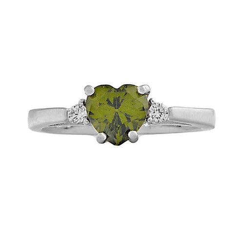 Parisa: 0.81 ct Heart Cut Peridot Ice CZ & Russian Ice CZ Promise Ring - 1000Jewels.com