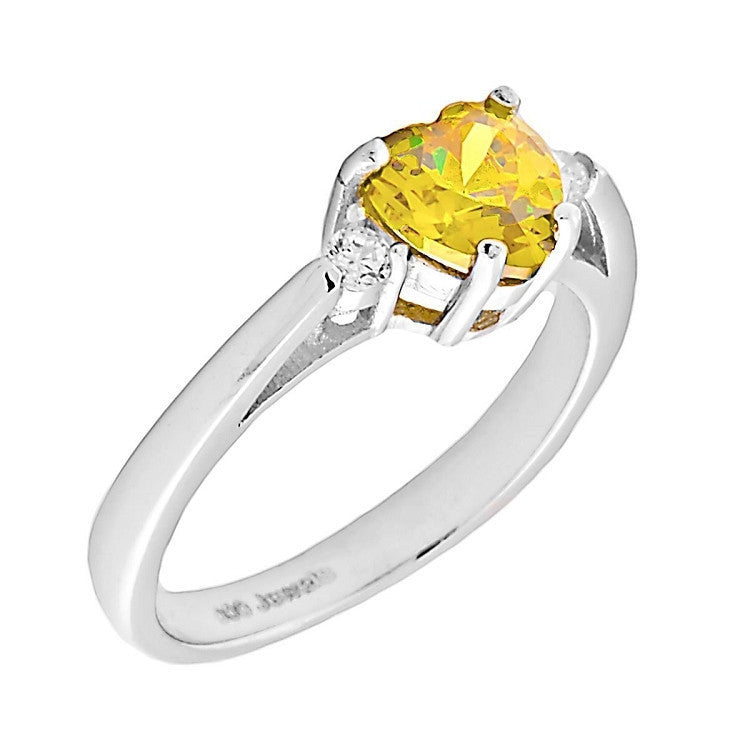 Colleen: 0.81c Heart Cut Citrine and Russian Ice CZ Promise Ring - 1000Jewels.com