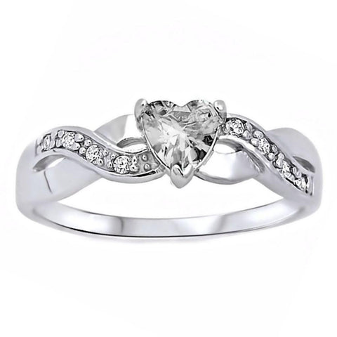 Pabla: 0.6ct Heart-cut Russian Ice CZ Crossover Infinity Promise Ring - 1000Jewels.com